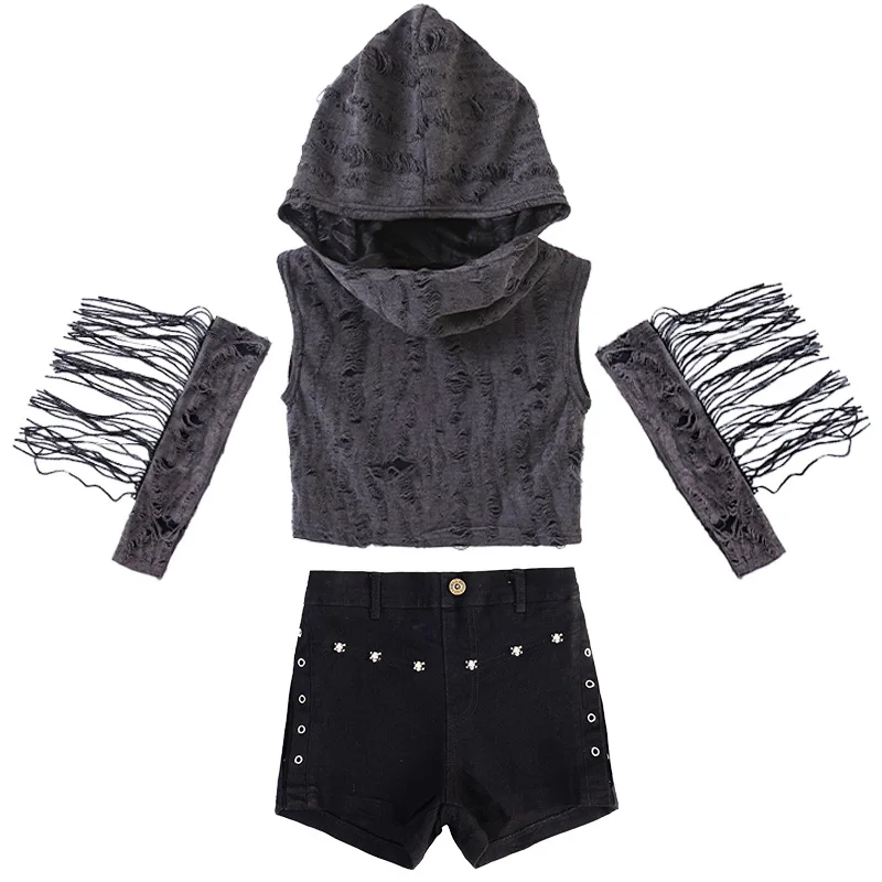 2024 Girls Jazz Dance Street Dance Costumes  Girl Summer Jazz Catwalk  Hip Hop Shirt For Girls  Hip Hop Girl Set