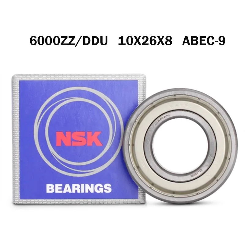 10PCS Japan NSK Bearing 6000RS 6000ZZ ABEC-9 10*26*8 mm Deep Groove 6000 2RS 6000 2Z 6000DDU Ball Bearings 6000 2RS 6000-2Z