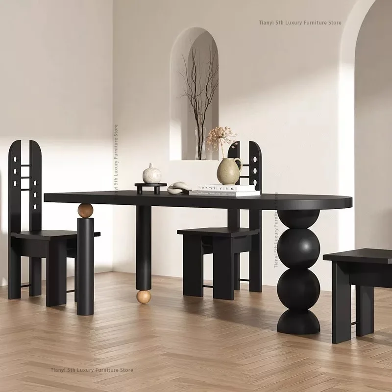 French Retro Semicircular Dining Table Minimalist Italian Living Room Designer Dining Table High-end Dining Room Furniture FYDT