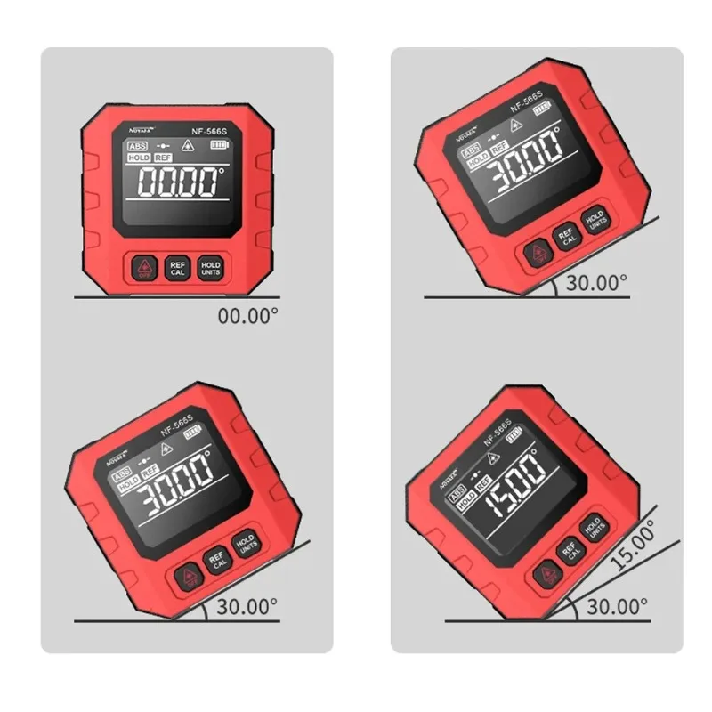 Noyafa pengukur sudut NF-566S Digital Inclinometer busur derajat Mini pengukur sudut pengukuran presisi dengan lampu latar