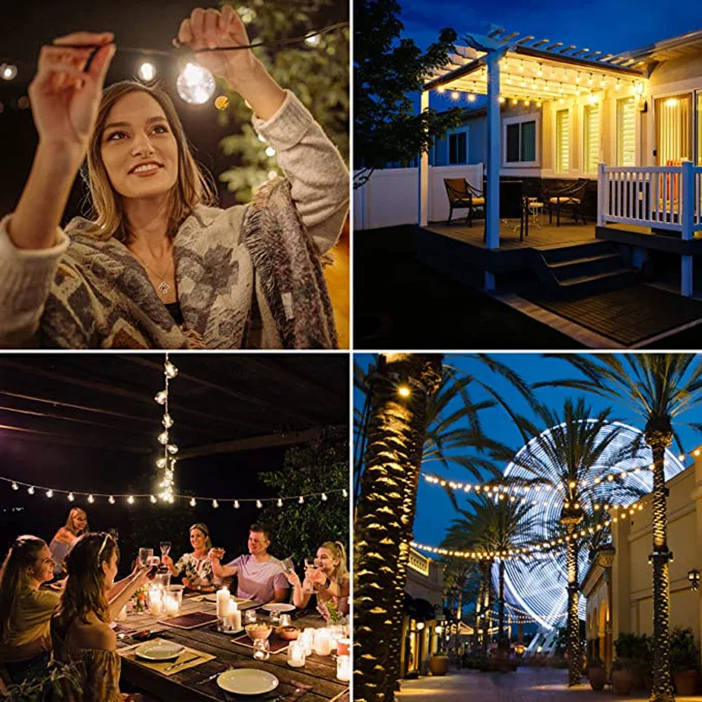 110 فولت/220 فولت في الهواء الطلق سلسلة أضواء LED G40 اكليل الجنية فناء جارلاند مصباح الزفاف الشارع التخييم حديقة الطرف أضواء الديكور