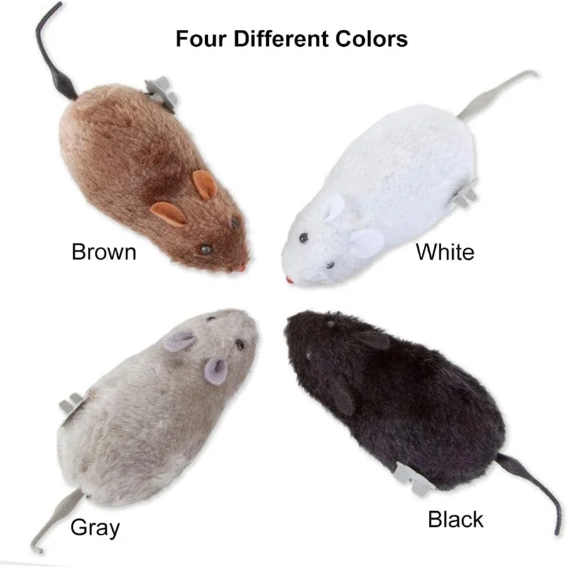 Wind-Up Rat Toys Realistic Plush Rat Toys Novelty Running Racing Mouse Clockwork Toys Funny Interactive Toys for Pets Cats Dogs