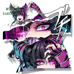 EARLFAMILY Street Punk Juri Han Fanart Car Sticker Arcade Game NSFW Sketch Waifu Decal JDM Cartoon Peek Girl Graffiti Stickers