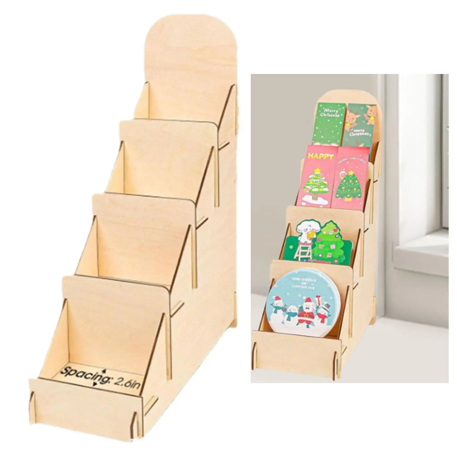Greeting Cards Display Stand Tiered Birthday Card Display Storage Rack for Brochure Bookstore Hair Clips Vendors Business Cards