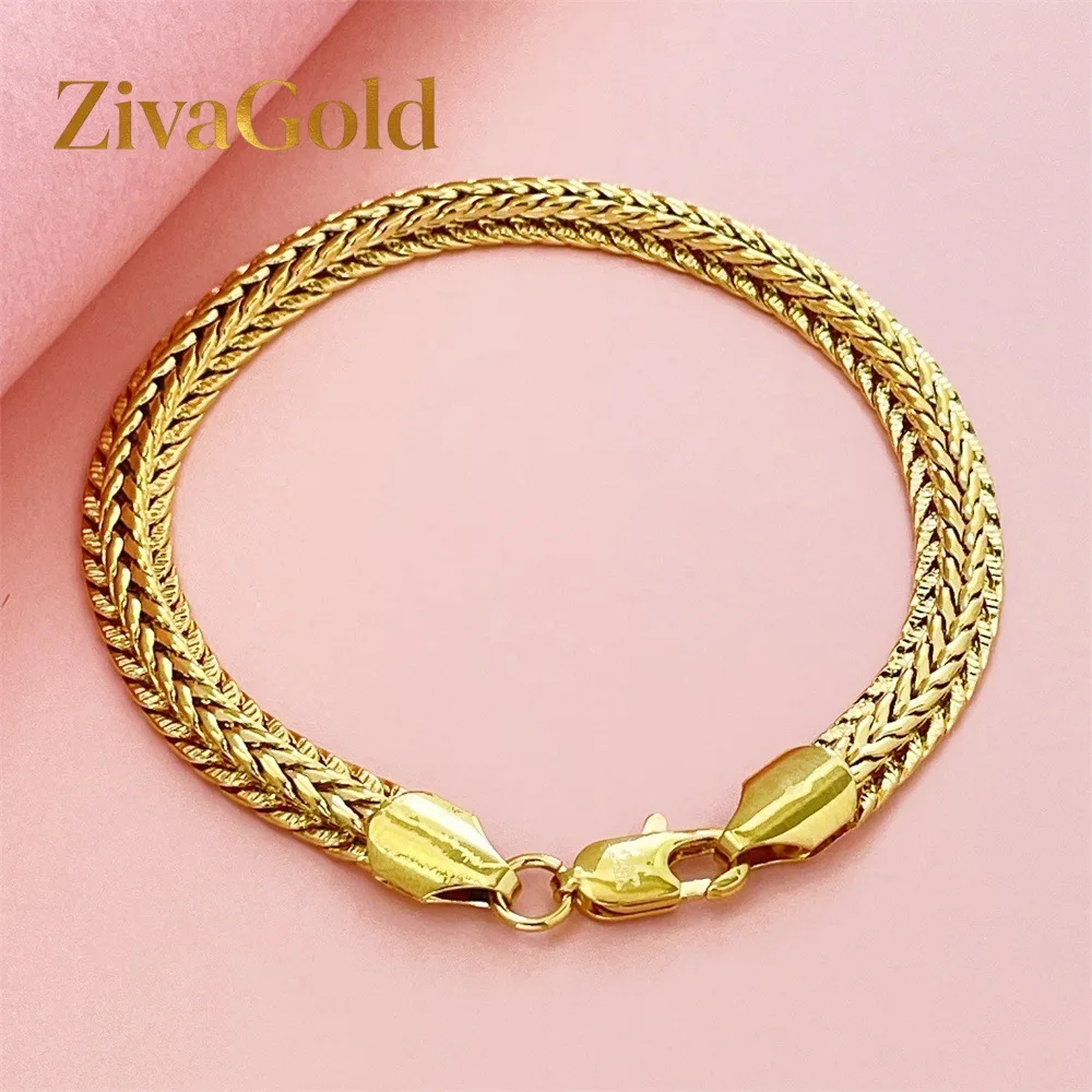 

ZivaGold Men's & Women's 24K Gold AU999 6mm Dragon Bone Fishbone Bracelet - Pure gold, eye-catching 6mm design, perfect coupl