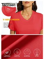 TACVASEN UPF 50+ Summer Short Sleeve V-Neck T-shirts Womens Sun Protection T-shirts Quick Dry Hiking Running Tee Shirts Tops - Image 4