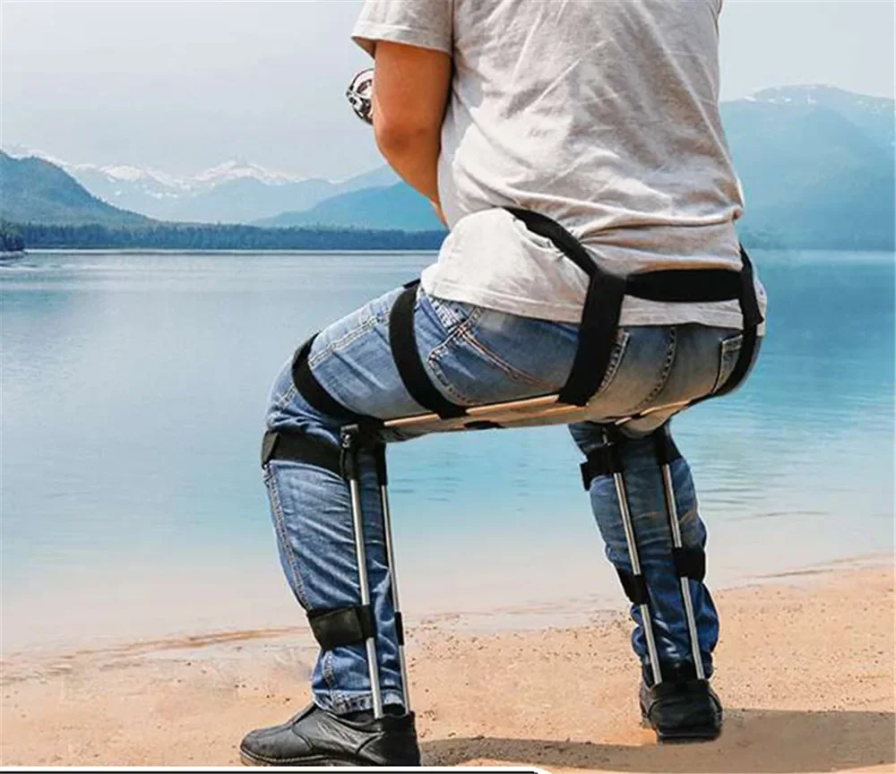 Wearable invisible seat artifact exoskeleton chairless chair human magic Outdoor fishing