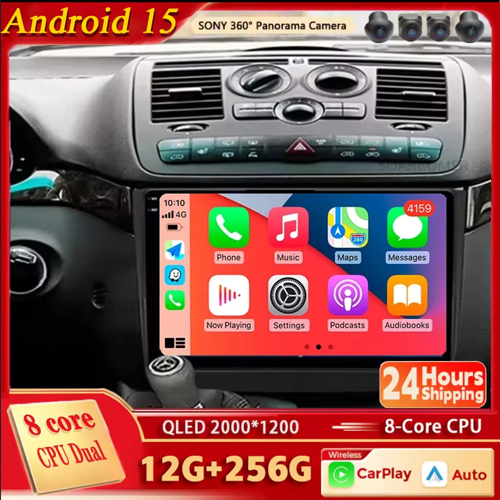Android 15 para Benz Vito 2 Viano 2 W639 2003-2015 para BENZ B200 2K QLED Radio de coche reproductor de vídeo Multimedia GPS 4G