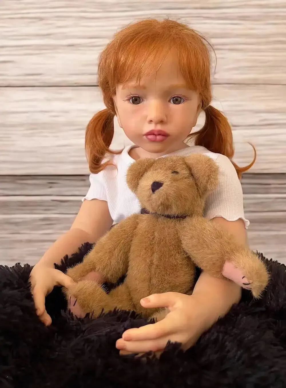 42inch Artist Painted Reborn Doll Kit with Freckle Girl Toddler Hand-Rooted Hair