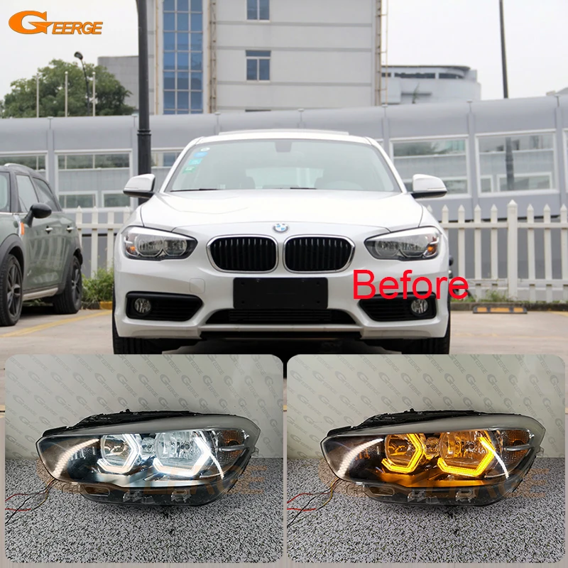 For BMW 1 Series F20 F21 LCI 2016 2017 2018 2019 Ultra Bright DRL Turn Signal Concept M4 Iconic Style LED Angel Eyes Halo Rings