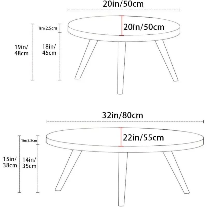 Nesting Side Table, Set of 2 Coffee Table, Living Room Sofa End Table, Bedside Table for Home and Office