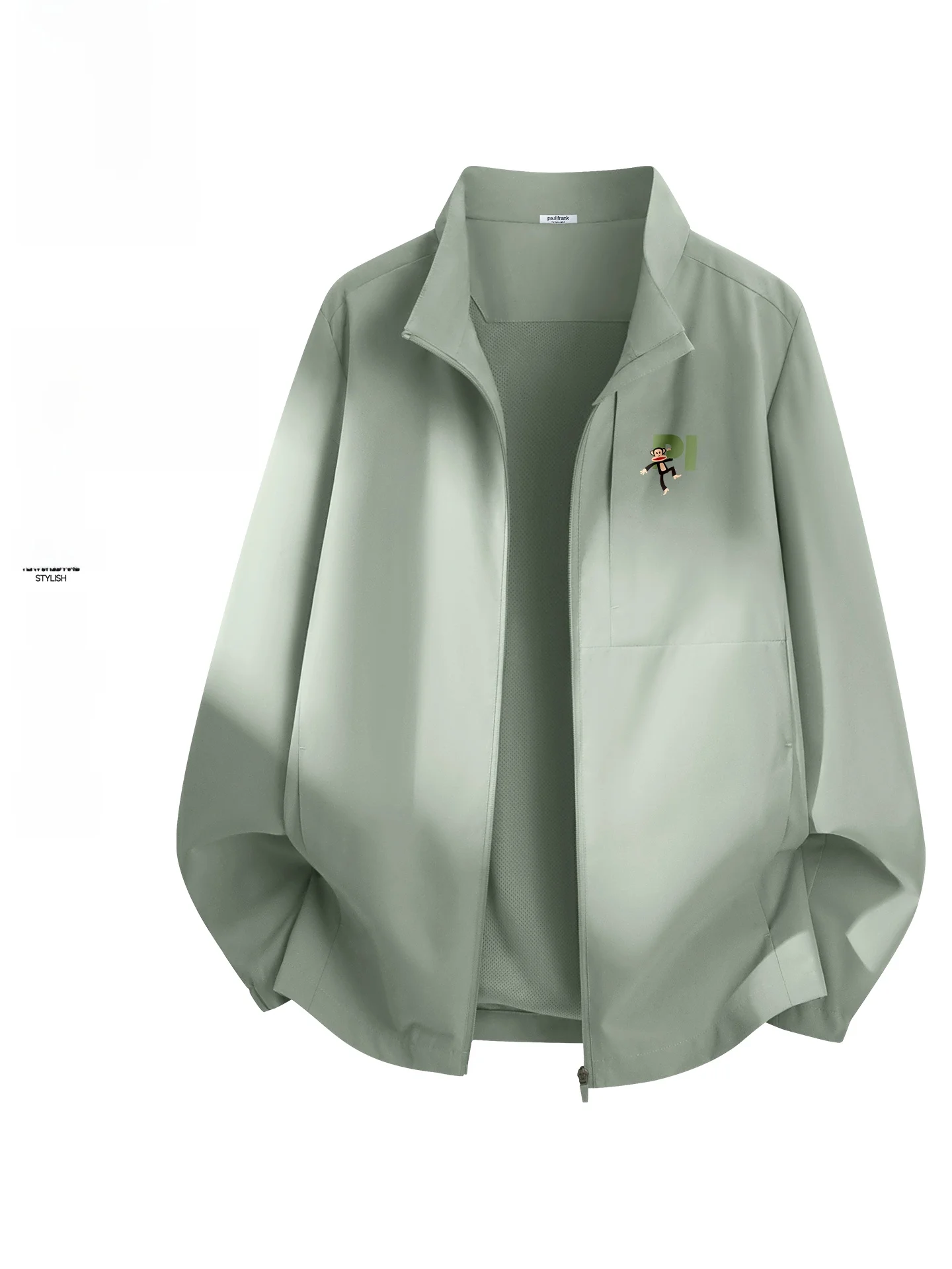 

Мужская легкая ветрозащитная куртка с воротником-стойкой на молнии для активного отдыха, весна-осень, из полиэстера