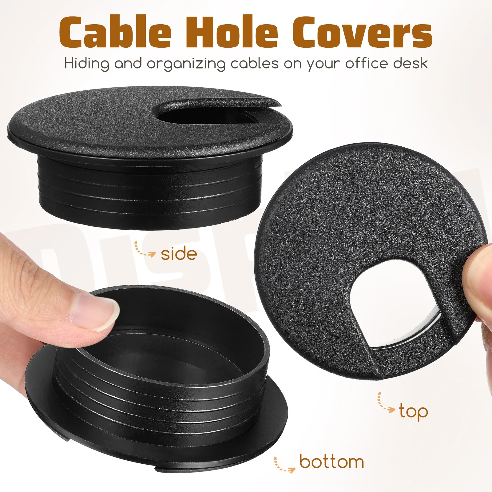 

6 pcs Plastic Round Desk Grommet Cable Hole Covers Wire Box Inserts Office Home Furniture Cabinets Line Box Cover Hardware