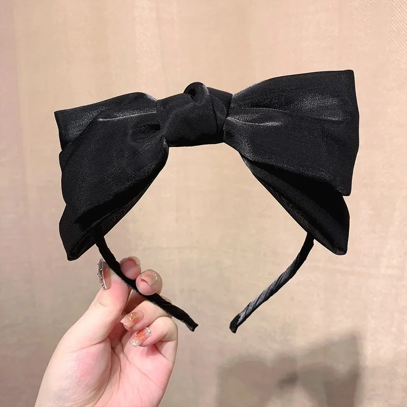 Spring/Summer Girl Bow Bezel Headband Solid Color Hair Band Diademas Para El Pelo Mujer Ободок Mujer 리본머리띠 Headbands for Women