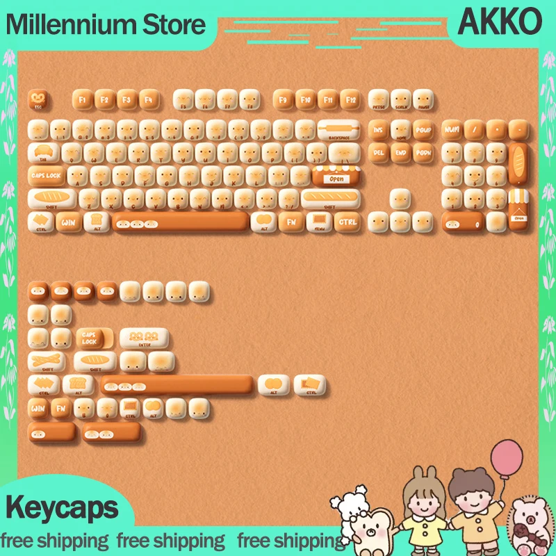 

Клавиатура Akko, колпачки для клавиш, 138 клавиш, персонализированные колпачки для клавиш с сублимационным рисунком, аксессуары для механической клавиатуры, милые колпачки для клавиш, подарок