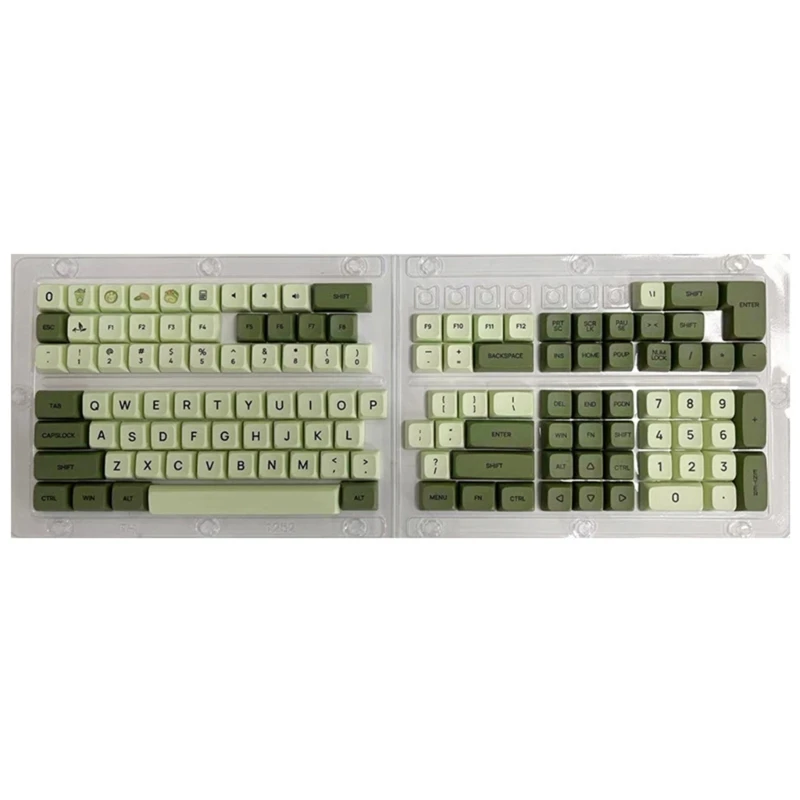 DN59 Keycap Hijau Matcha Sublimasi Pewarna Profil XDA PBT Tebal untuk MX-switch 125 Tombol Set Keycap Keyboard Mekanis