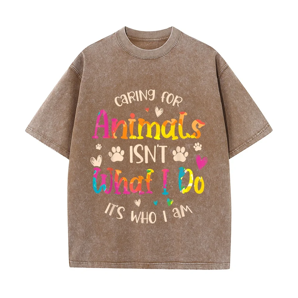Caring for Animals Isn't What I do It's Who Animal Rescue T-Shirt Man T Shirts Men's Y2k Clothes 2000s Plus Size Shirt Top
