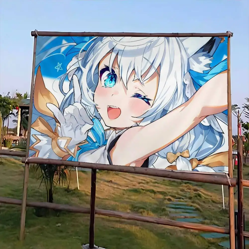 Shirakami Fubuki Small Size Cheerleading Banner Hand Pulled Flag Outdoor Atmosphere Flags