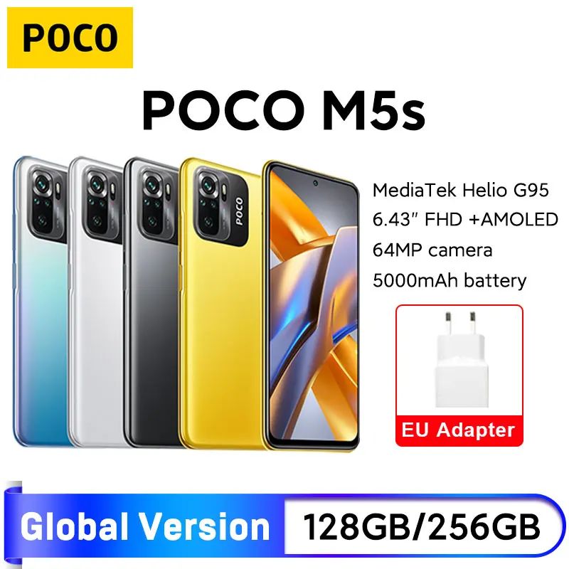Global Version POCO M5s 128GB / 256GB MTK G95 64MP Quad camera 6.43'' AMOLED Dotdisplay 5000mAh 33W NFC