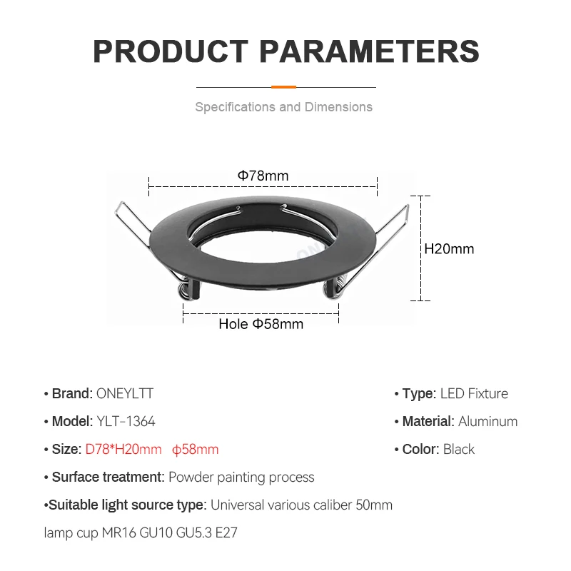 Lamp Holder MR16 GU10 GU5.3 Frame Iron Body Fitting With GU10 MR16 Base Socket Applied Spotlight Fixture for Ceiling