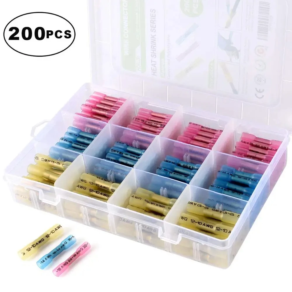 

130-420pc Waterproof Heat Shrink Butt Connectors Insulated Electrical Cable Crimp Terminals Wire Connectors AWG 26-10 0.3-6.0mm2