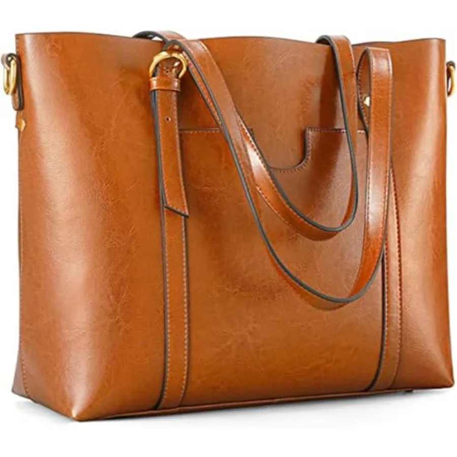 

Kattee Genuine Leather Women Tote Bag Soft Handbags Vintage Shoulder Purses Fashion Top Handle Bag Large Capacity