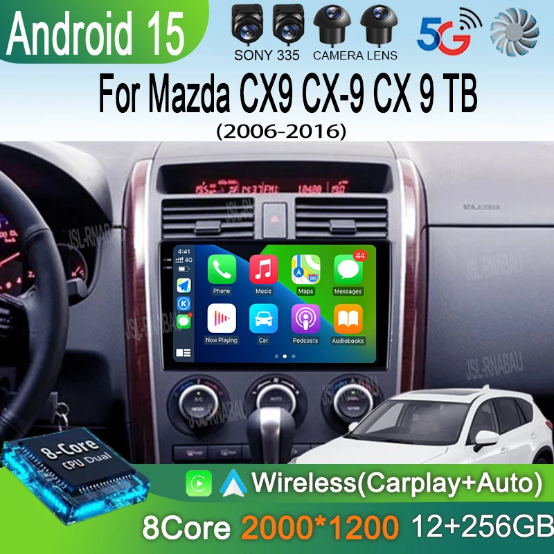 

Car Radio Android 15 Carplay Auto For Mazda CX9 CX-9 CX 9 TB 2006-2016 Autoradio Multimedia Video Player Navigation GPS Stereo