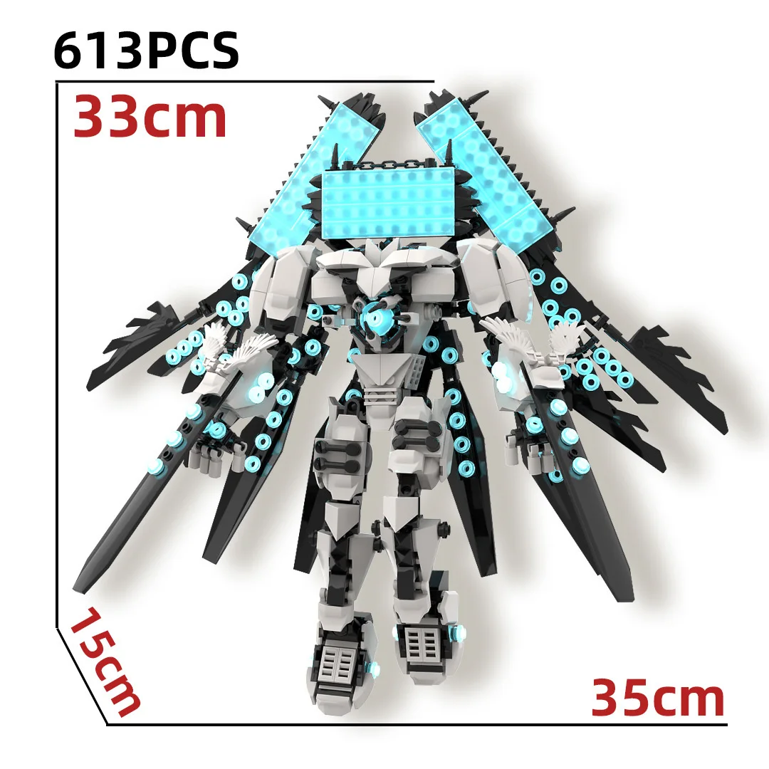 613 Piece Bricks Skibidi Toilet Angel Computer Man King Model Building Blocks Boys Birthday Christmas Gift Toys For Children