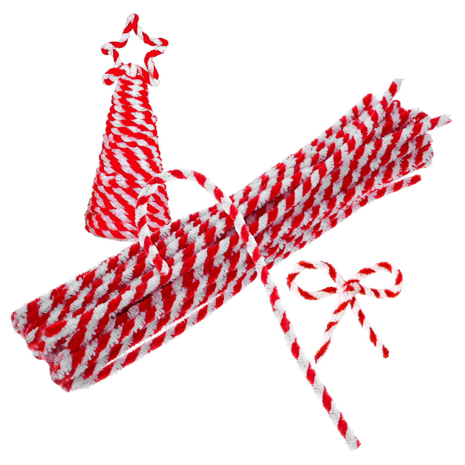

50Pcs Two-Tone Craft Chenille Stems Red White Flexible Twistable DIY Handcraft Rod Creative Educational Cleaners