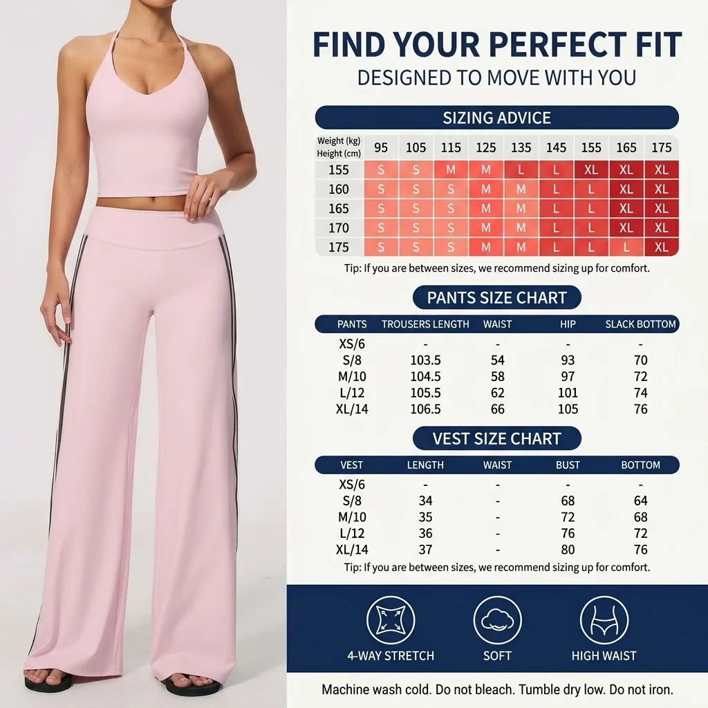Women Quick Drying Gym Sports Fitness Clothing Yoga Set Backless Sexy Strap Bra with Chest Pad High Waisted Wide Leg Pants Set