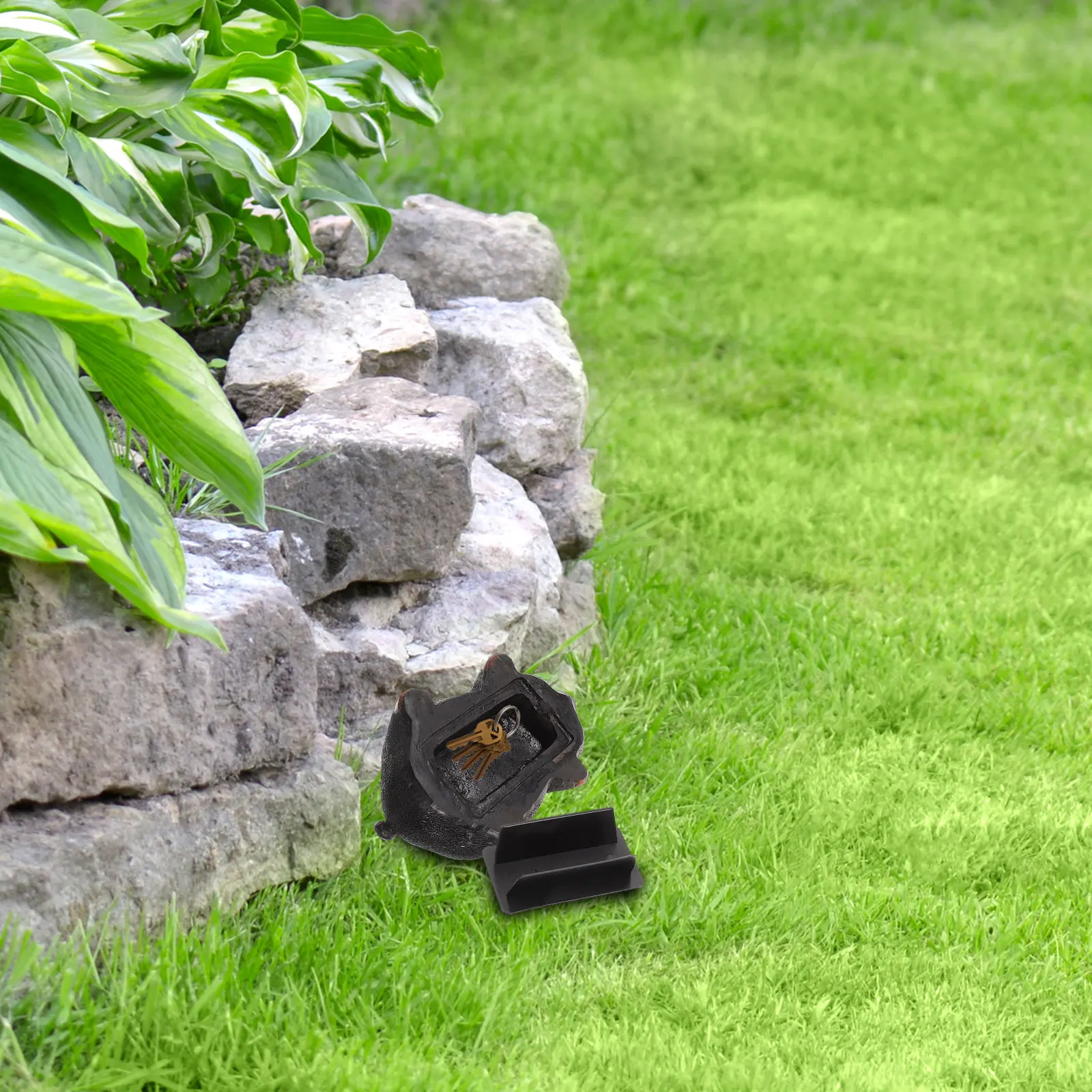 

Hiding Box Fake Pig Hider Black Resin Garden Storage Case Decorative Lockbox Yard Holder Outdoor Key Safe Hidden Spare