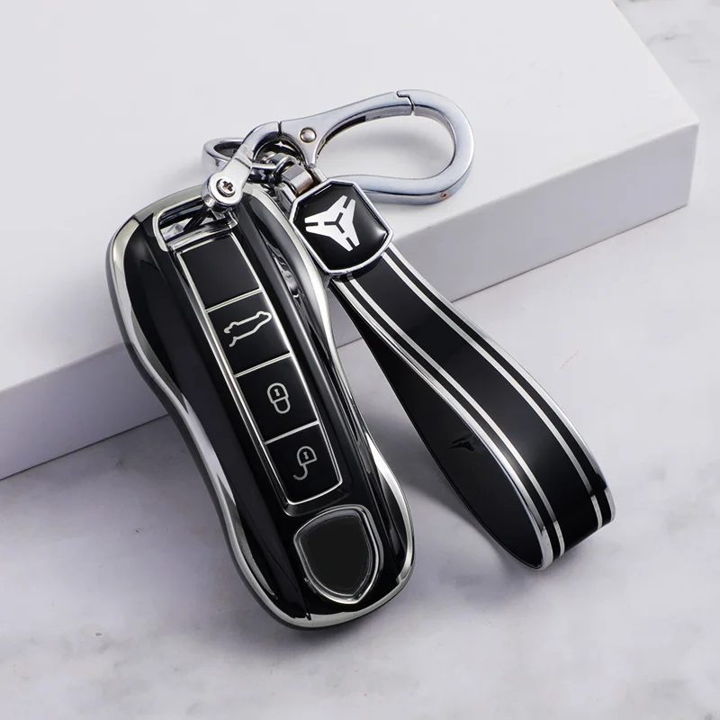 Dla Porsche Macan Boxster Panamera Cayman Cayenne 718 971 911 9YA 970 981 996 92A 2017 etui z TPU Fob obudowa kluczyka do samochodu z pilotem pokrywa