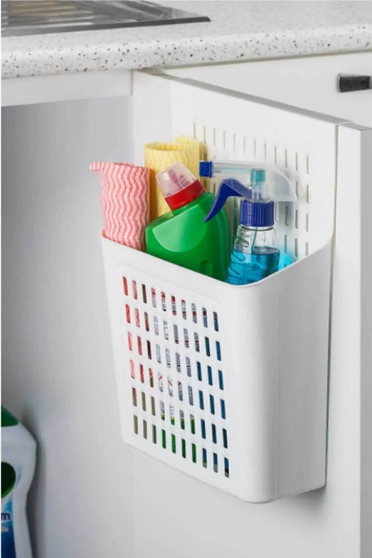 Multi-Purpose White Plastic Wardrobe Organizer With Detergent Dispenser Hanger Useful For Kitchen Bathroom Home Made In Turkey