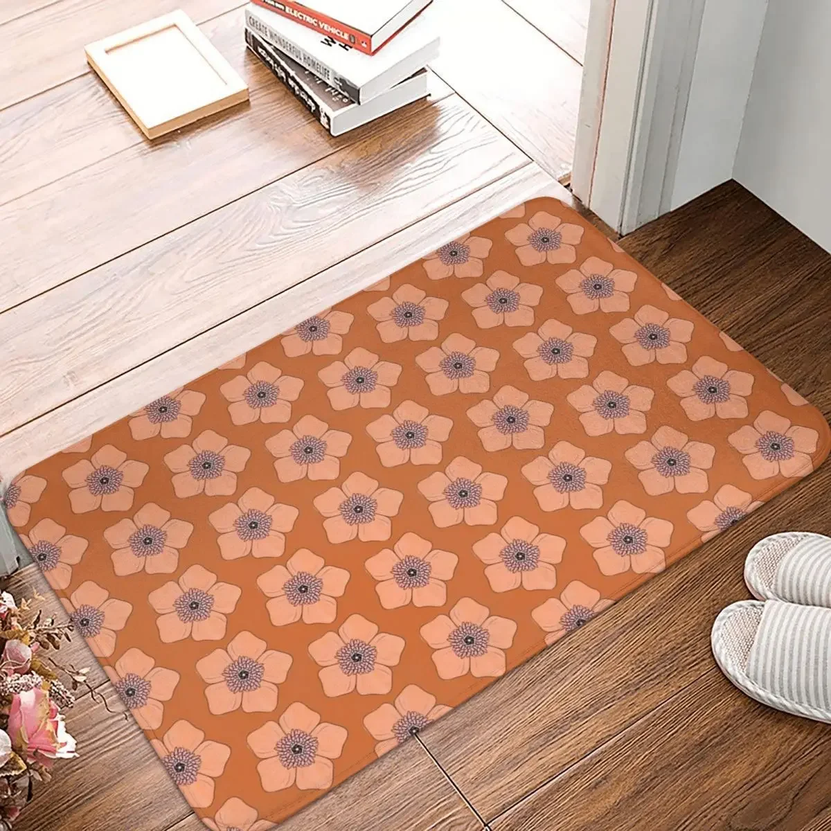 

Peachy Flower Doormat Rug Carpet Mat Footpad Polyester Non-slip Antiwear Front Room Corridor Kitchen Bedroom Balcony Toilet