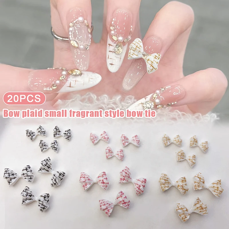 20 szt. Ozdób do paznokci z żywicy 3D w kratkę - do samodzielnego zdobienia paznokci i tworzenia wzorów