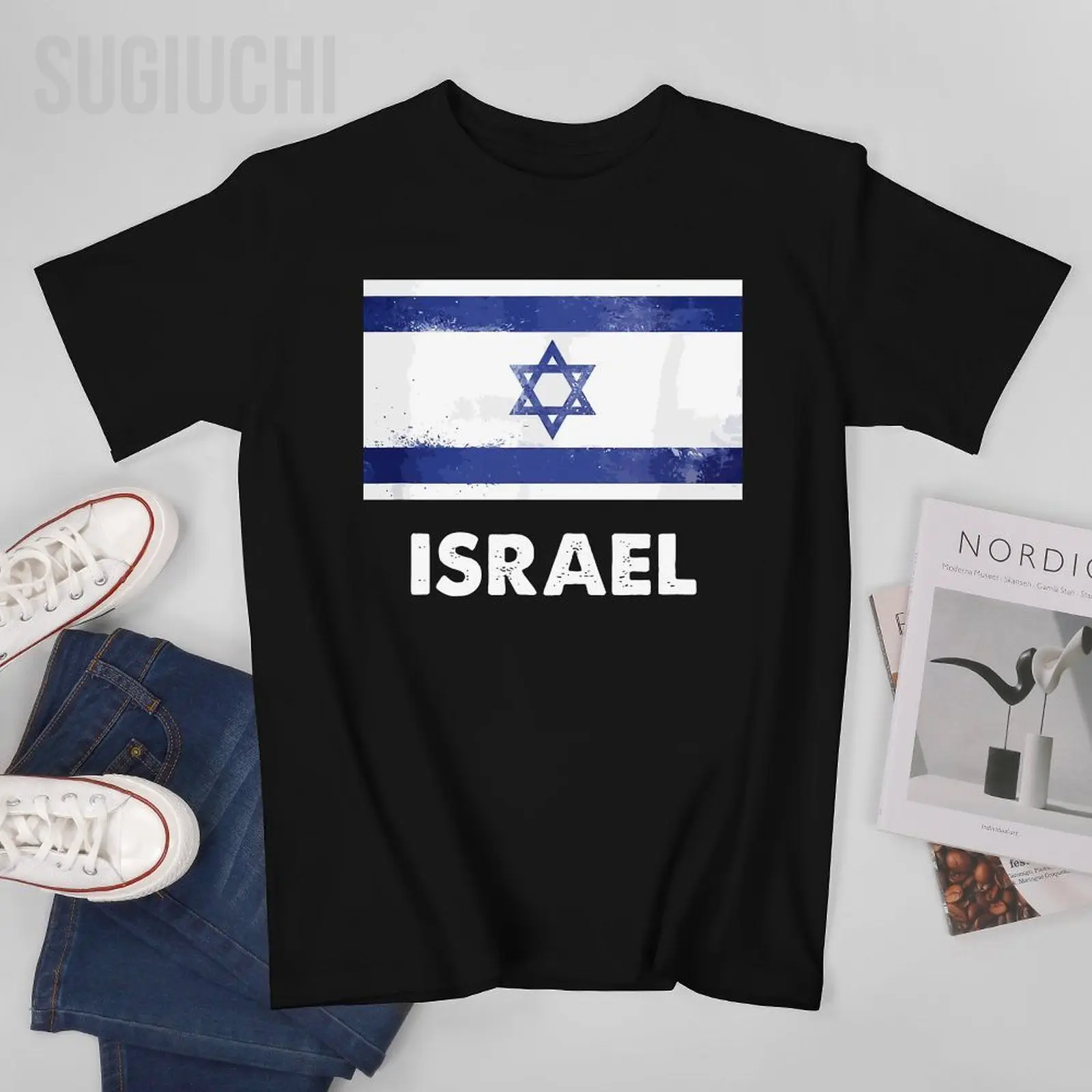 Unisex Men Vintage Flag of Israel Tshirt Tees T Shirts Women Boys 100% Cotton T-Shirt