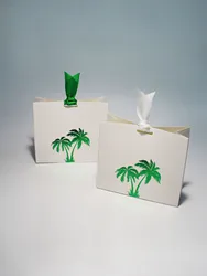 Palm Tree Favor Bags with Ribbons, Eco-friendly for Saudi National Day, 11.5x4.5x10 cm, Ideal for Candies & Small Gifts