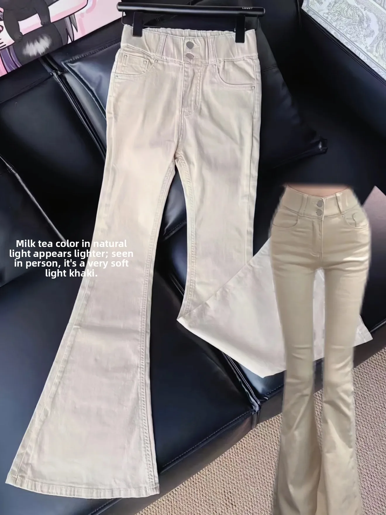 

High Waist Fce Lined Flared Jeans Women's High Elastici Casual Zipper Sle Denim Pants Multiple Colors Available