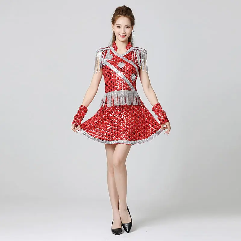 Shiny Sequin Jazz Dance Outfit Women's Adult Student Dance Team Hip Hop DS Performance Modern Street Dance Suit Set New Arrival