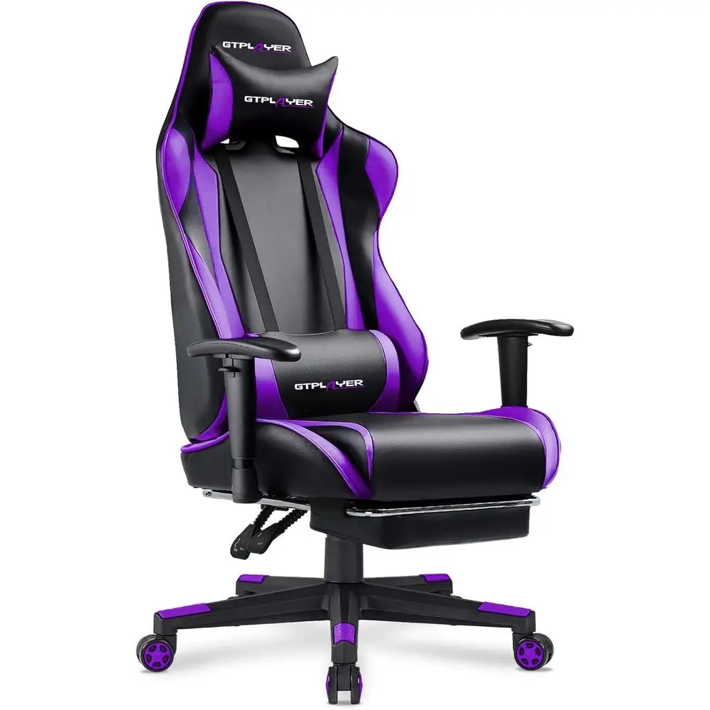 Ergonomic Reclining Swivel Gaming Chair with Adjustable Seat Height and Lumbar Support