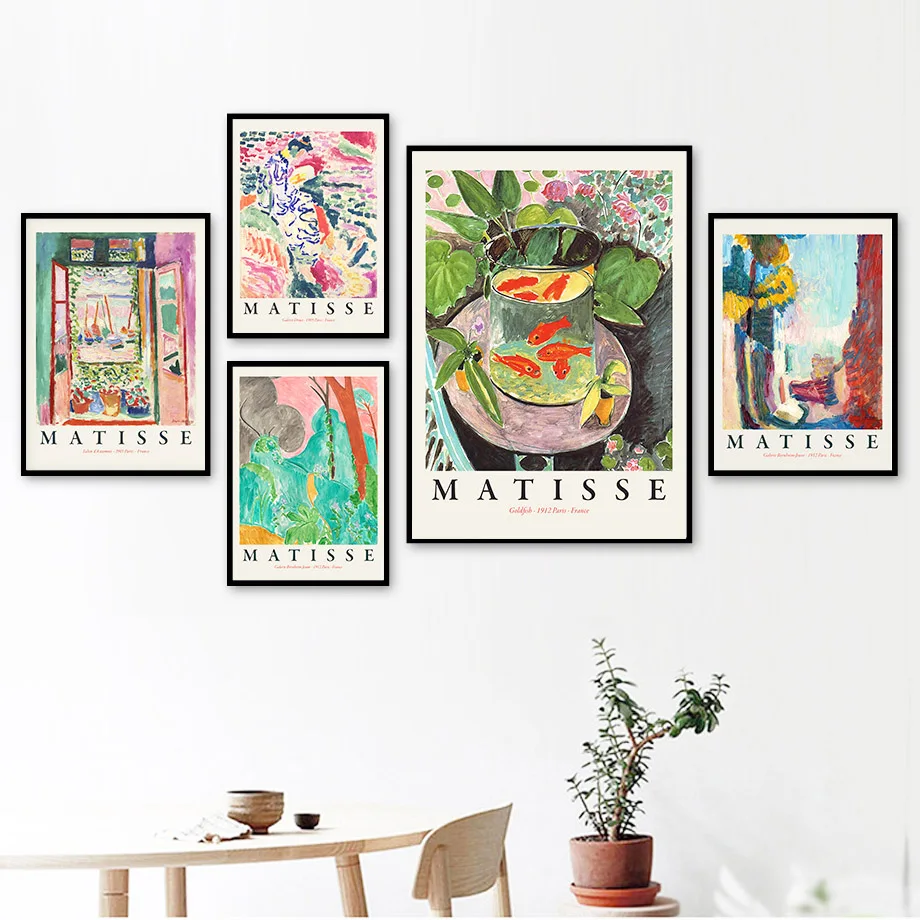 Matisse Retro Abstract Landscape Posters and Prints Wall Art Vintage Canvas Painting Wall Pictures for Living Room Home Decor