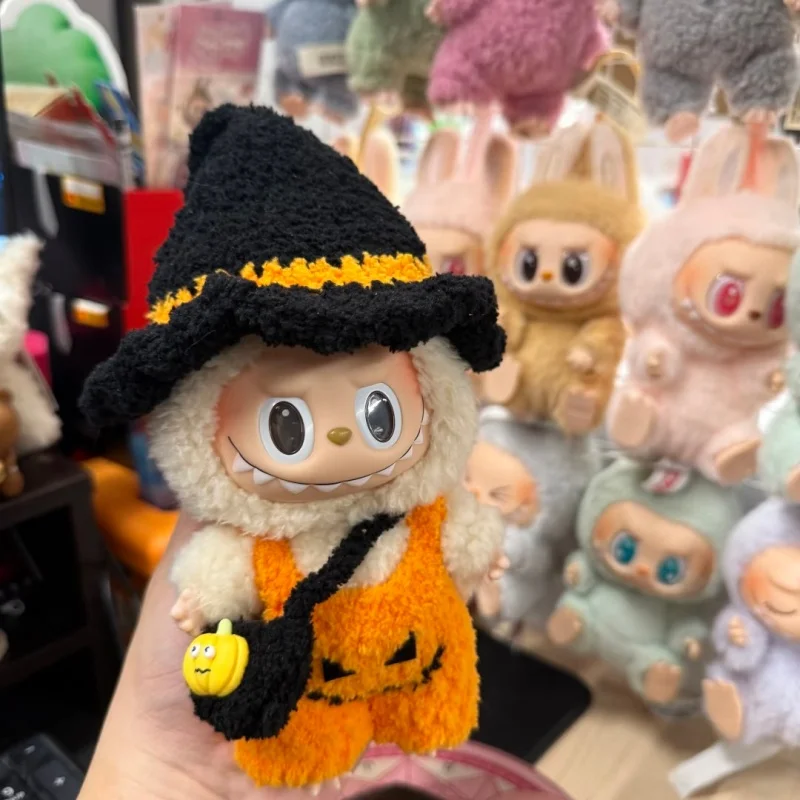 In Stock For 17cm Labubu Halloween Pumpkin Clothes Handmade Custom Vinyl Dolls Clothing Labubu Clothes Set Accessories Gifts