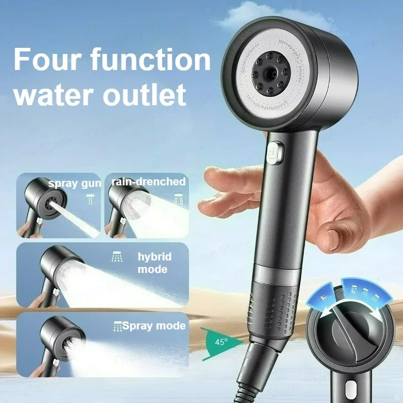 

4 Modes New Pressurized Shower Head Filter Water Saving Durable Anti-blocking Universal Shower Set Household High Quality
