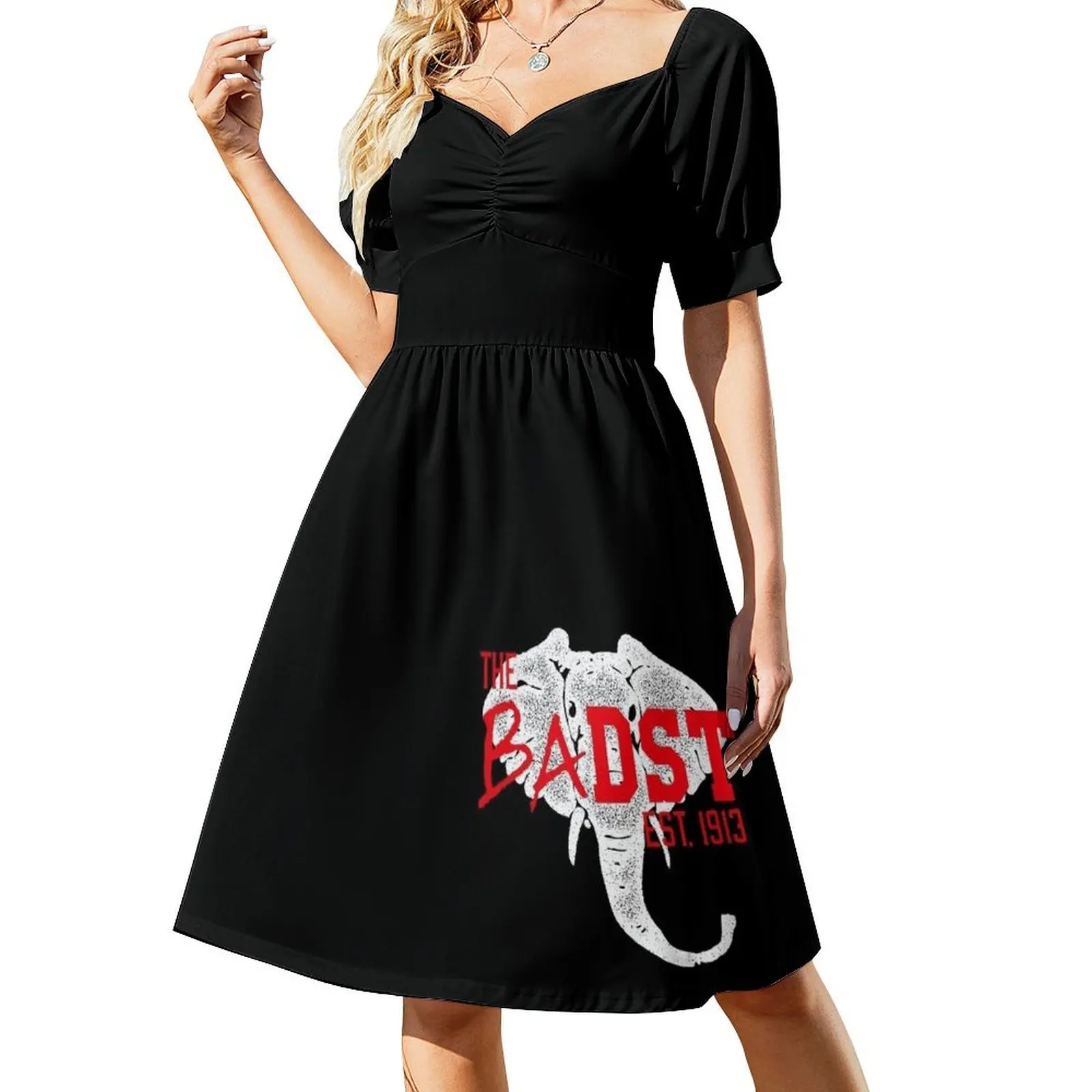 

The BaDST 1913 Delta Elephant 80's Vibe Short Sleeved Dress evening dress women clothes for woman Dress