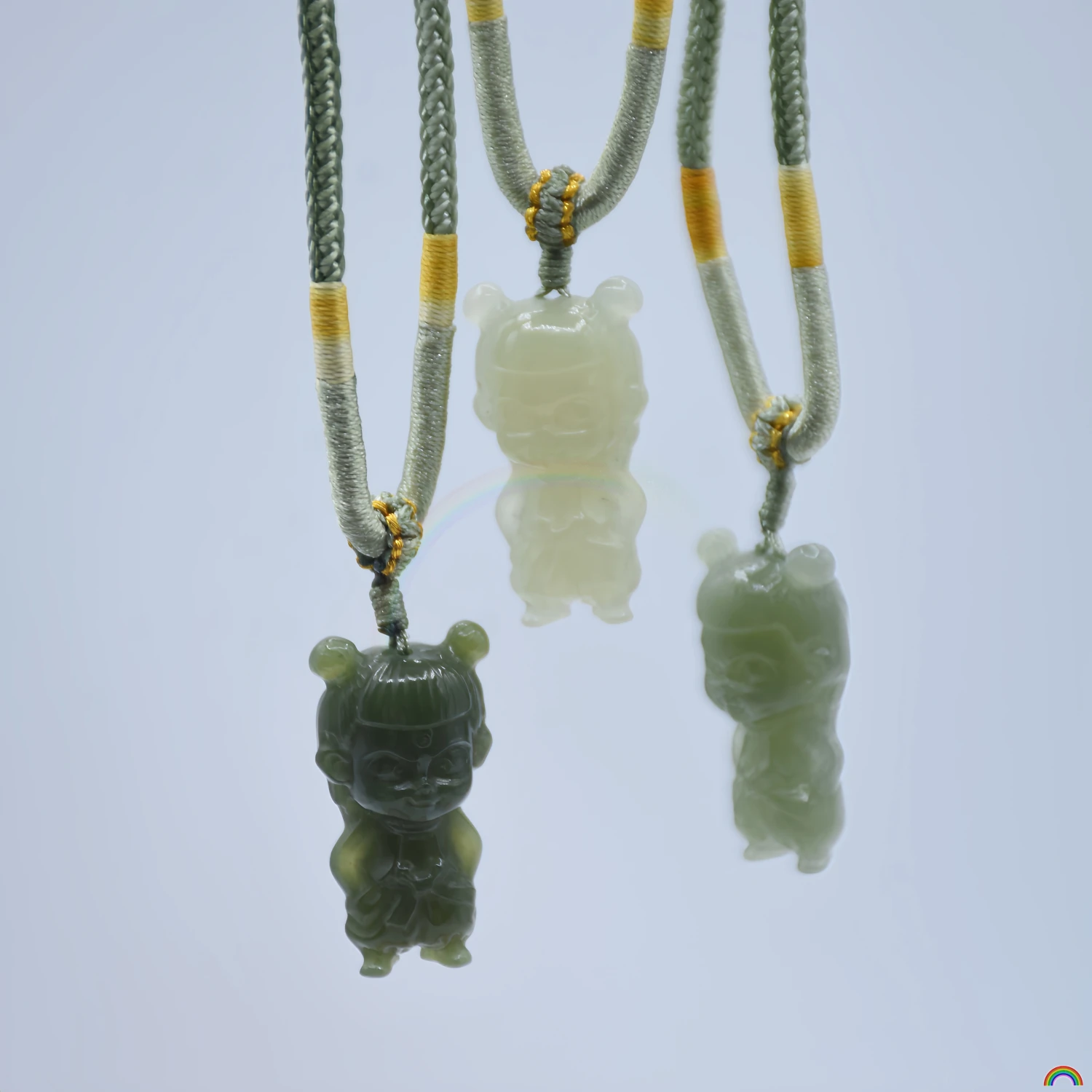 Natural Hotan Jade Carved Nezha Pendant Blue Falling Childlike Boy and Girl Baby Devil Child Jade Pendant Rwbuy