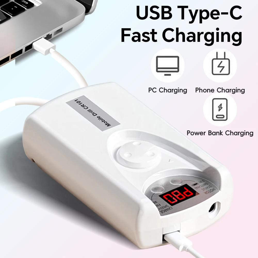 مبرد مثقاب أظافر كهربائي احترافي، مجموعة أدوات مبرد أظافر قابلة لإعادة الشحن مع مجموعة لقم لإزالة تلميع أظافر جل الأكريليك #4