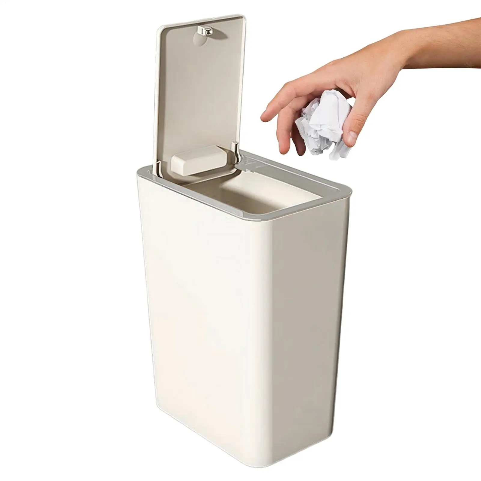 

Garbage Can With Lid Bathroom Waste Bin Wastebasket Compact 10L Dustbin For Dorm Corner Bedroom Indoor Sink Home Bathroom Toilet