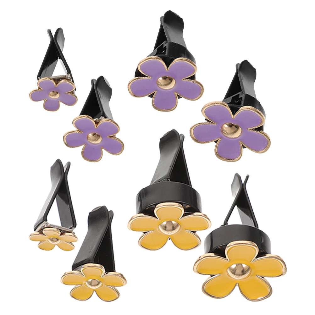 

8pcs Car Perfume Zinc Alloy Flower Air Freshener Vent Clips Cute Accessories Car Outlet Decorations Vent Clips