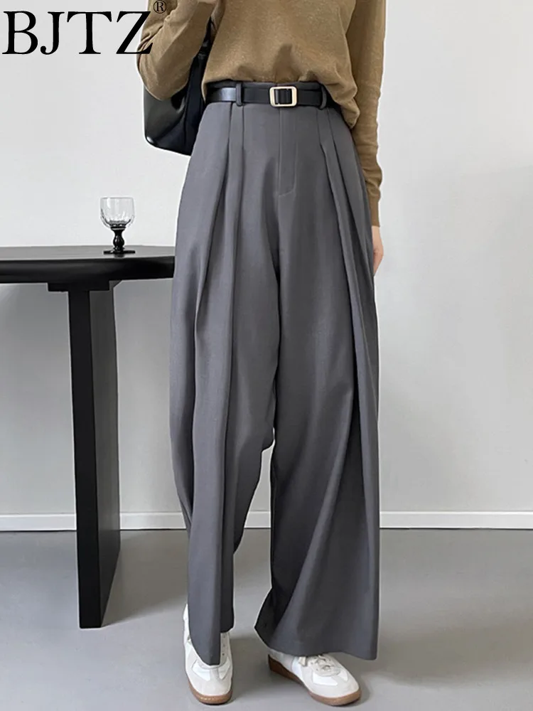 

BJTZ Women's Wide Leg Pants High Waist Floor Mop Casual Suit Pants For Women 2024 Spring New Trend Female Trousers HL466