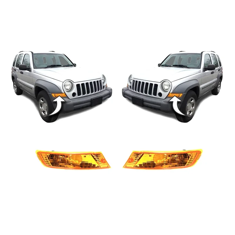 Car Amber Side Marker Indicator Amber with LED Daytime Light for Jeep Liberty 2005-2007 55156766AE 55156767AD